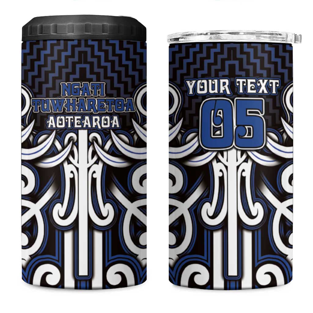 Custom Aotearoa Ngati Tuwharetoa 4 in 1 Can Cooler Tumbler Maori Tribal Pattern Mix Poutama LT05 One Size: 16 oz Navy - Polynesian Pride