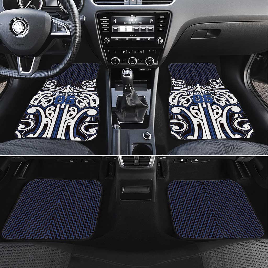 Custom Aotearoa Ngati Tuwharetoa Car Mats Maori Tribal Pattern Mix Poutama LT05 Set 4pcs Navy - Polynesian Pride