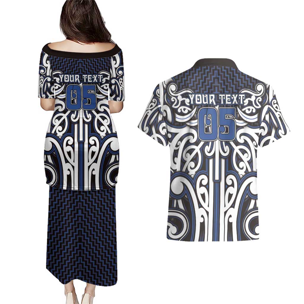 Custom Aotearoa Ngati Tuwharetoa Couples Matching Puletasi and Hawaiian Shirt Maori Tribal Pattern Mix Poutama LT05 - Polynesian Pride