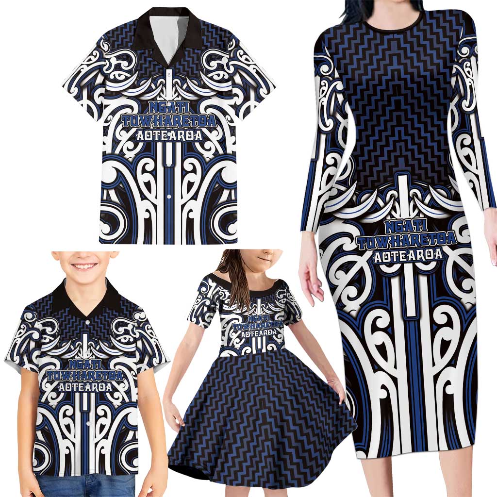 Custom Aotearoa Ngati Tuwharetoa Family Matching Long Sleeve Bodycon Dress and Hawaiian Shirt Maori Tribal Pattern Mix Poutama LT05 - Polynesian Pride