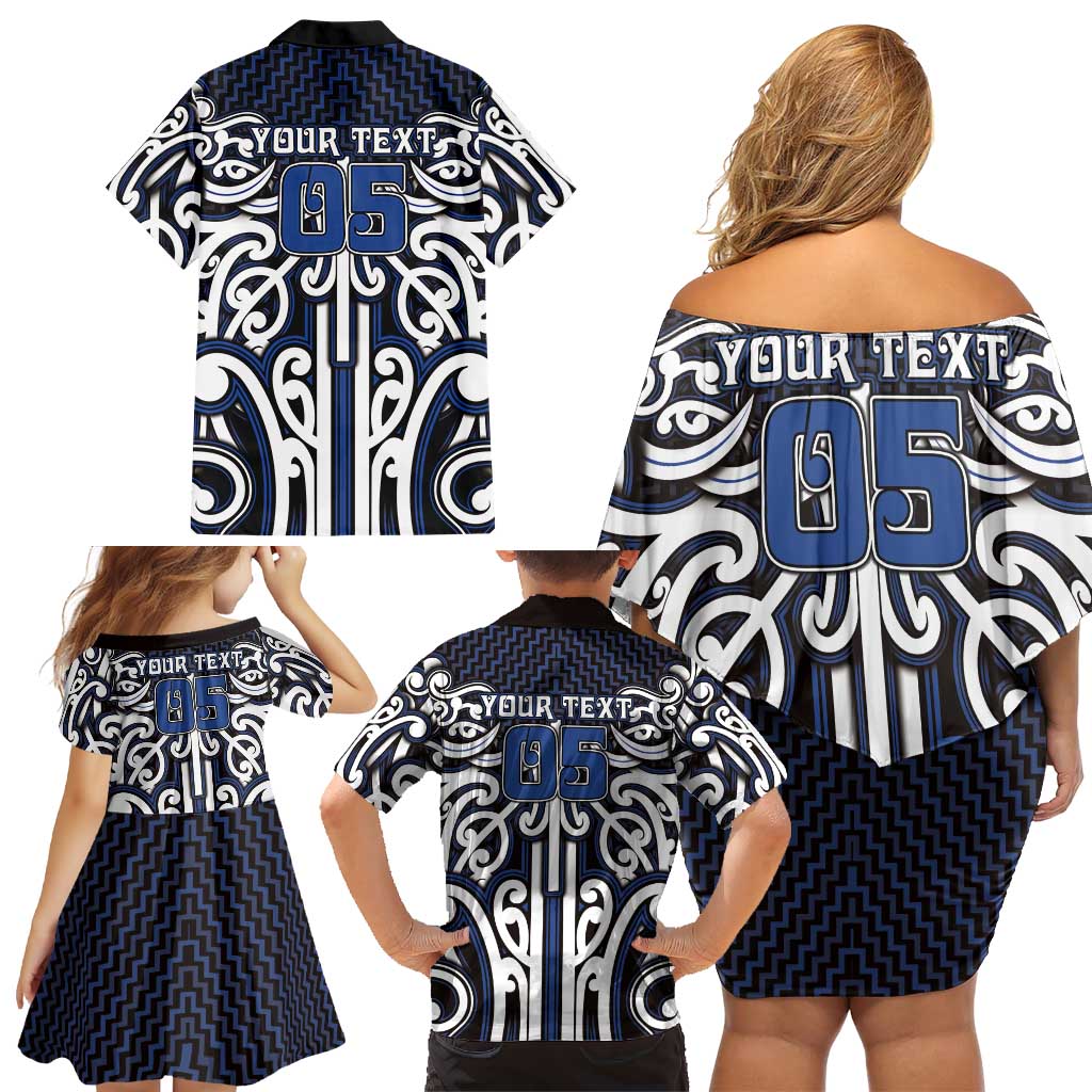 Custom Aotearoa Ngati Tuwharetoa Family Matching Off Shoulder Short Dress and Hawaiian Shirt Maori Tribal Pattern Mix Poutama LT05 - Polynesian Pride
