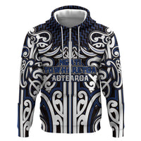 Custom Aotearoa Ngati Tuwharetoa Hoodie Maori Tribal Pattern Mix Poutama LT05 Zip Hoodie Navy - Polynesian Pride