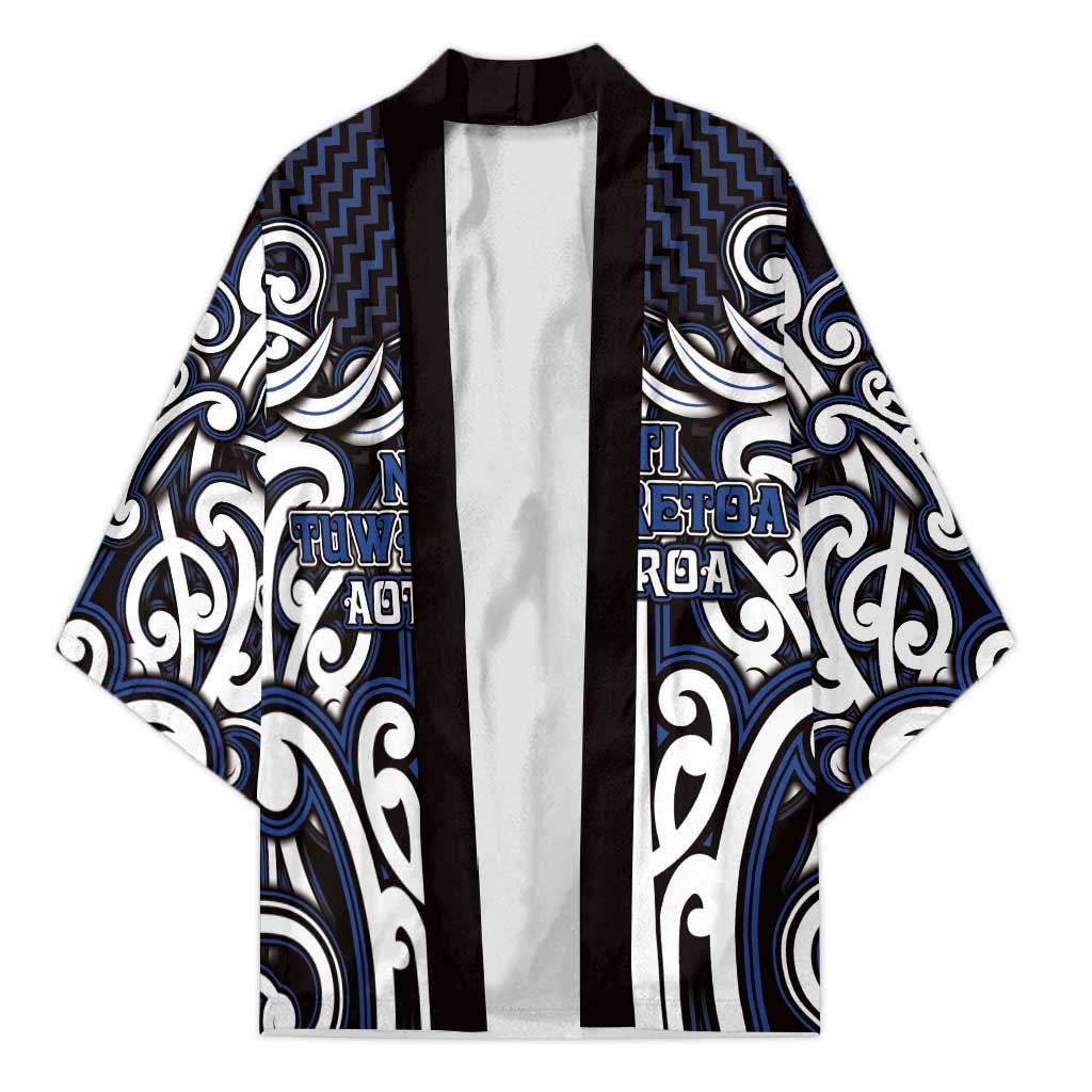 Custom Aotearoa Ngati Tuwharetoa Kimono Maori Tribal Pattern Mix Poutama LT05 Unisex Navy - Polynesian Pride