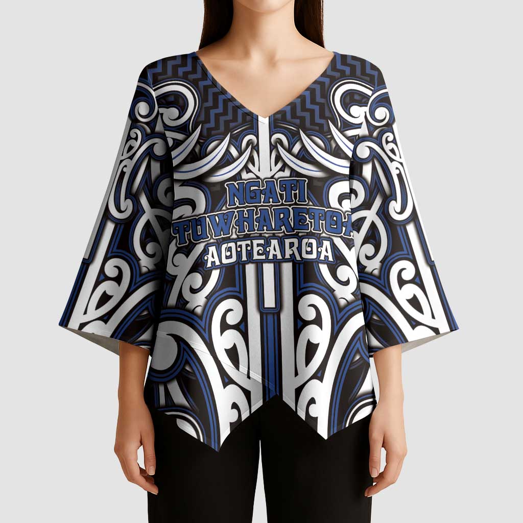 Custom Aotearoa Ngati Tuwharetoa Kimono Sleeve Blouse Maori Tribal Pattern Mix Poutama LT05 - Polynesian Pride