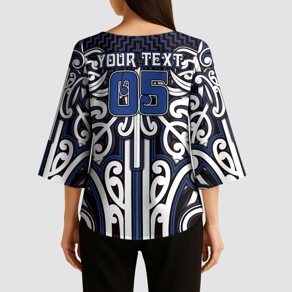 Custom Aotearoa Ngati Tuwharetoa Kimono Sleeve Blouse Maori Tribal Pattern Mix Poutama LT05 - Polynesian Pride