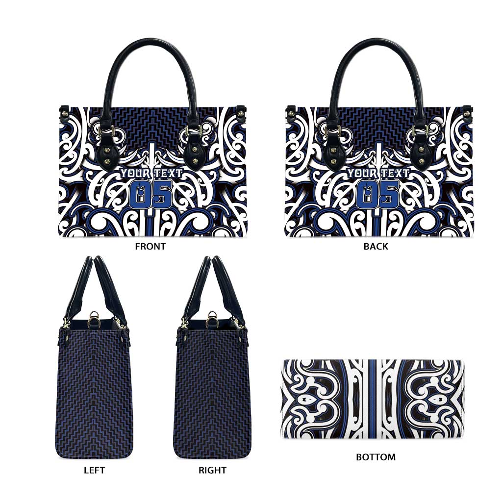 Custom Aotearoa Ngati Tuwharetoa Leather Bag Maori Tribal Pattern Mix Poutama