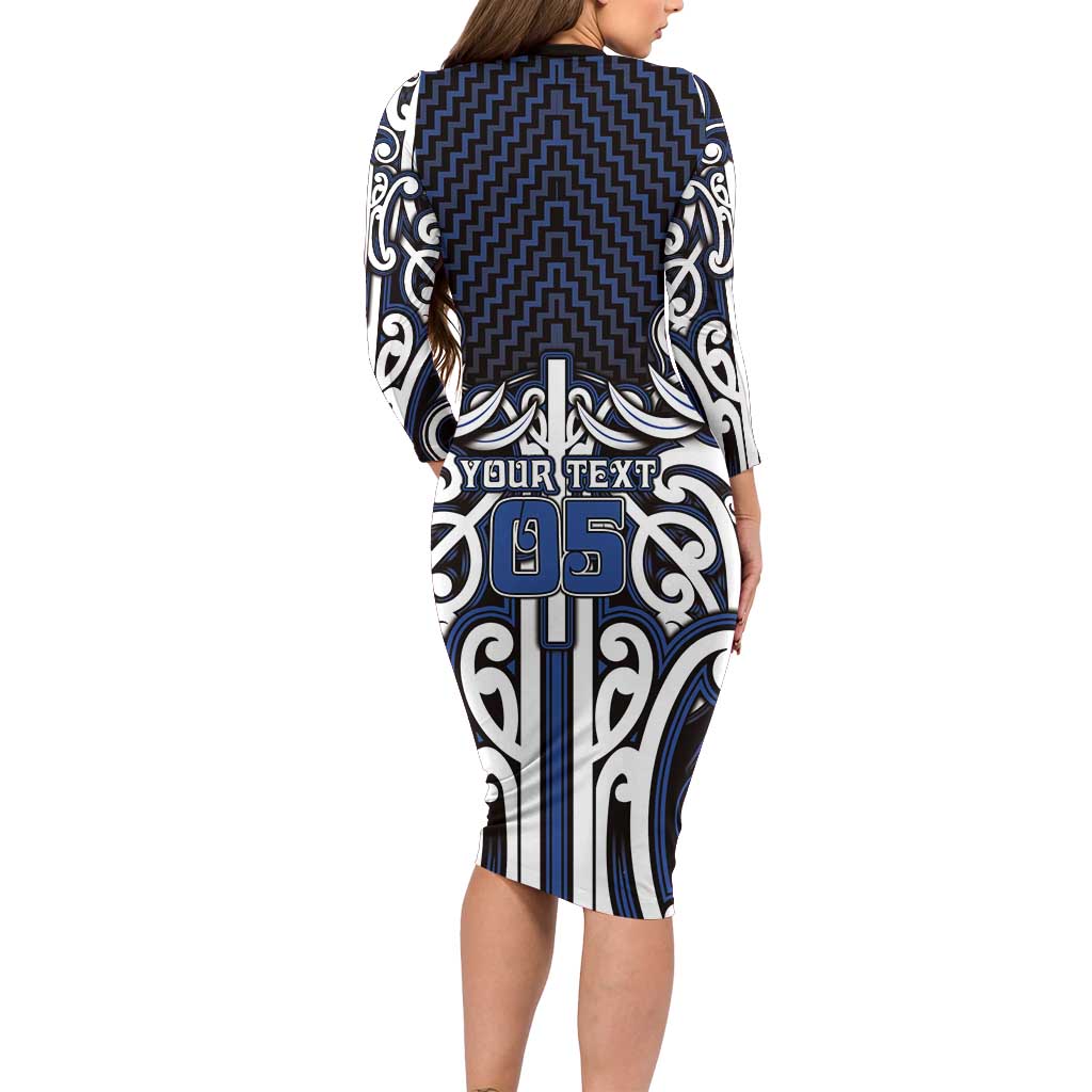 Custom Aotearoa Ngati Tuwharetoa Long Sleeve Bodycon Dress Maori Tribal Pattern Mix Poutama LT05 - Polynesian Pride