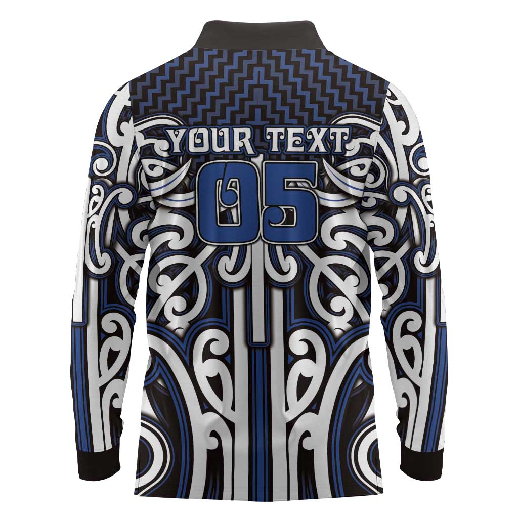 Custom Aotearoa Ngati Tuwharetoa Long Sleeve Polo Shirt Maori Tribal Pattern Mix Poutama