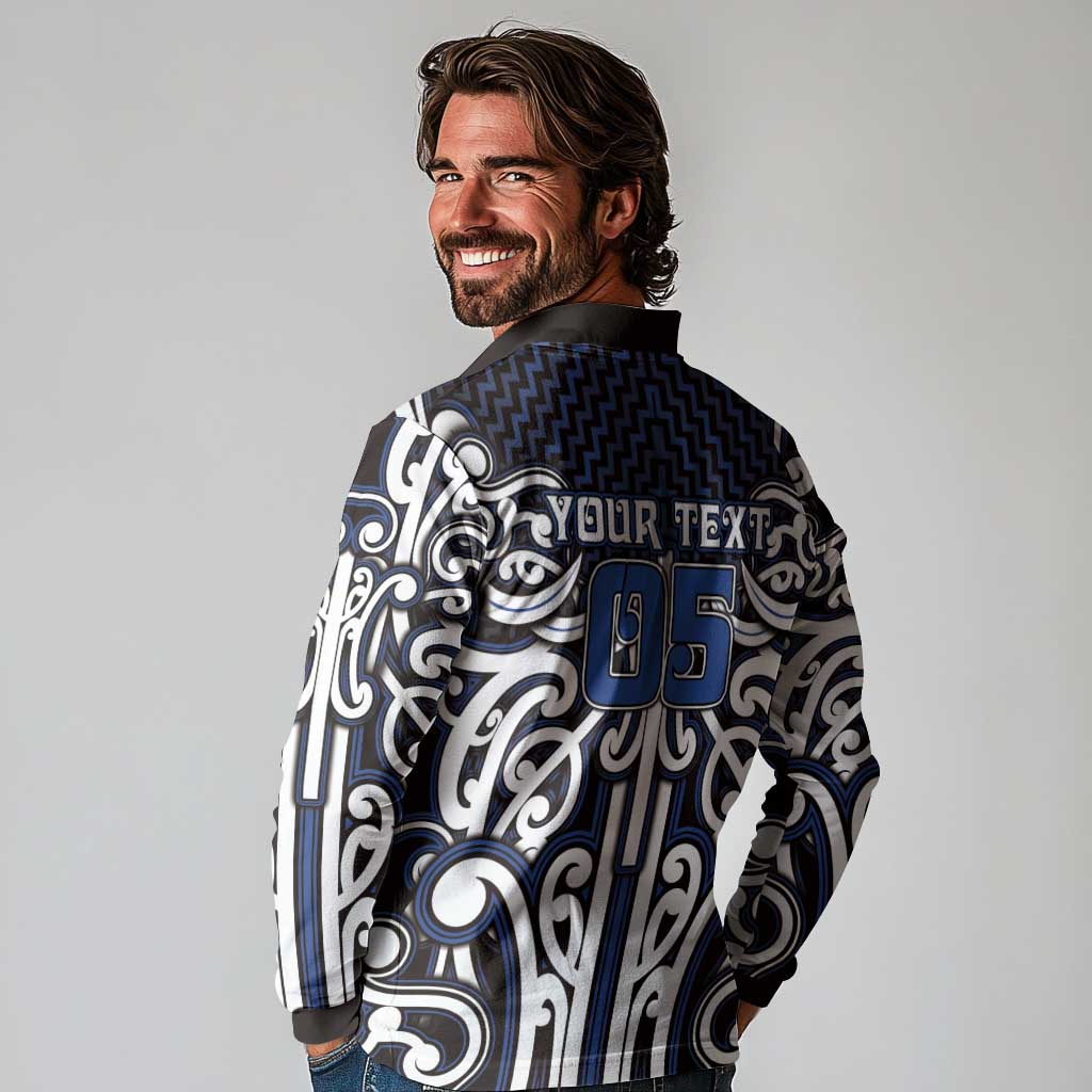 Custom Aotearoa Ngati Tuwharetoa Long Sleeve Polo Shirt Maori Tribal Pattern Mix Poutama