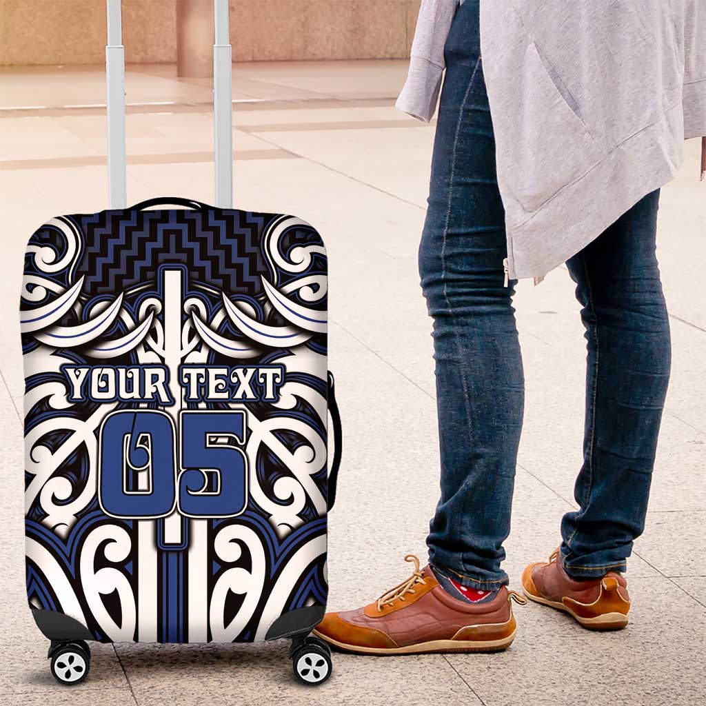 Custom Aotearoa Ngati Tuwharetoa Luggage Cover Maori Tribal Pattern Mix Poutama LT05 Navy - Polynesian Pride