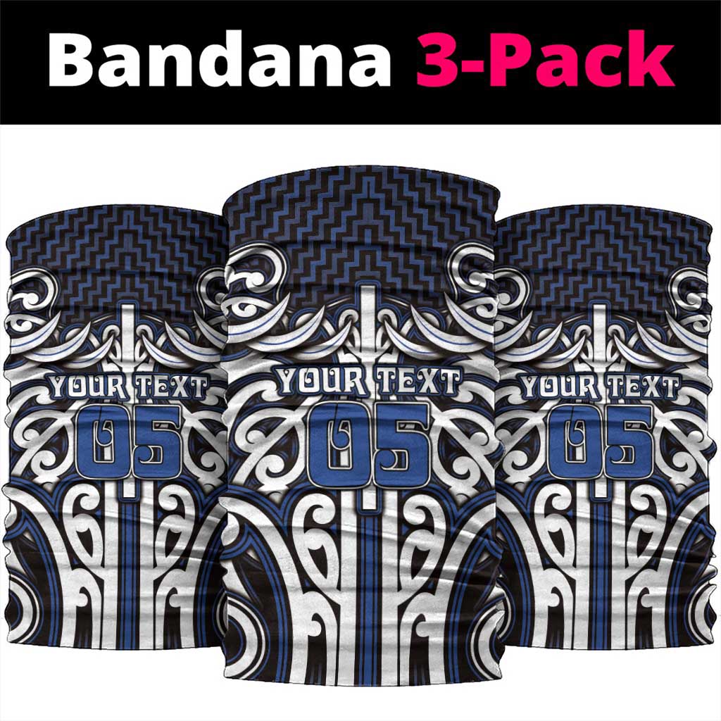 Custom Aotearoa Ngati Tuwharetoa Neck Gaiter Maori Tribal Pattern Mix Poutama LT05 package One Size: 25*50cm Navy - Polynesian Pride