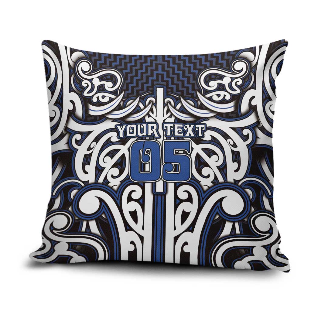 Custom Aotearoa Ngati Tuwharetoa Pillow Cover Maori Tribal Pattern Mix Poutama LT05 Navy - Polynesian Pride