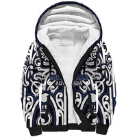 Custom Aotearoa Ngati Tuwharetoa Sherpa Hoodie Maori Tribal Pattern Mix Poutama LT05 Unisex Navy - Polynesian Pride