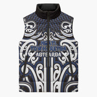 Custom Aotearoa Ngati Tuwharetoa Sleeveless Puffer Jacket Maori Tribal Pattern Mix Poutama LT05 Unisex Navy - Polynesian Pride