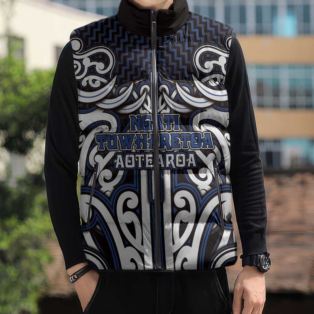 Custom Aotearoa Ngati Tuwharetoa Sleeveless Puffer Jacket Maori Tribal Pattern Mix Poutama LT05 - Polynesian Pride