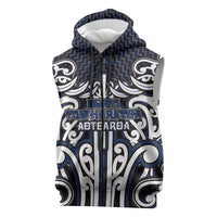Custom Aotearoa Ngati Tuwharetoa Sleeveless Zip Hoodie Maori Tribal Pattern Mix Poutama LT05 Navy - Polynesian Pride