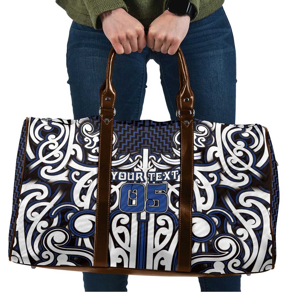 Custom Aotearoa Ngati Tuwharetoa Travel Bag Maori Tribal Pattern Mix Poutama LT05 Navy - Polynesian Pride