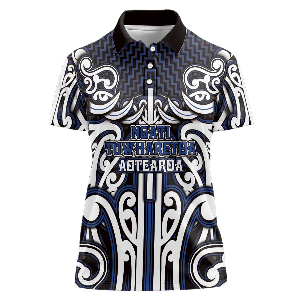 Custom Aotearoa Ngati Tuwharetoa Women Polo Shirt Maori Tribal Pattern Mix Poutama