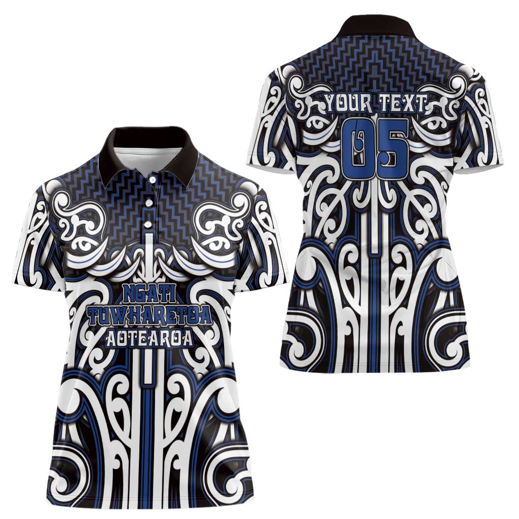 Custom Aotearoa Ngati Tuwharetoa Women Polo Shirt Maori Tribal Pattern Mix Poutama