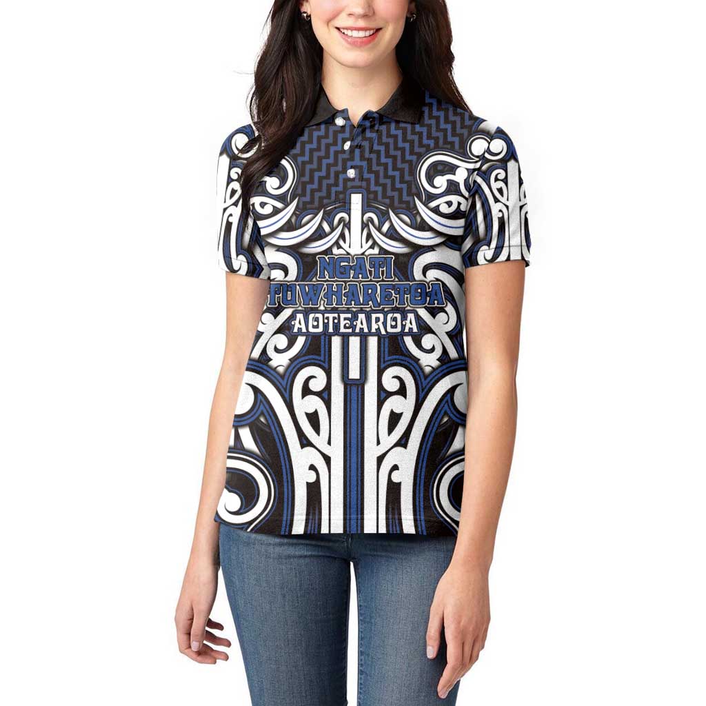 Custom Aotearoa Ngati Tuwharetoa Women Polo Shirt Maori Tribal Pattern Mix Poutama