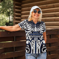 Custom Aotearoa Ngati Tuwharetoa Women Polo Shirt Maori Tribal Pattern Mix Poutama