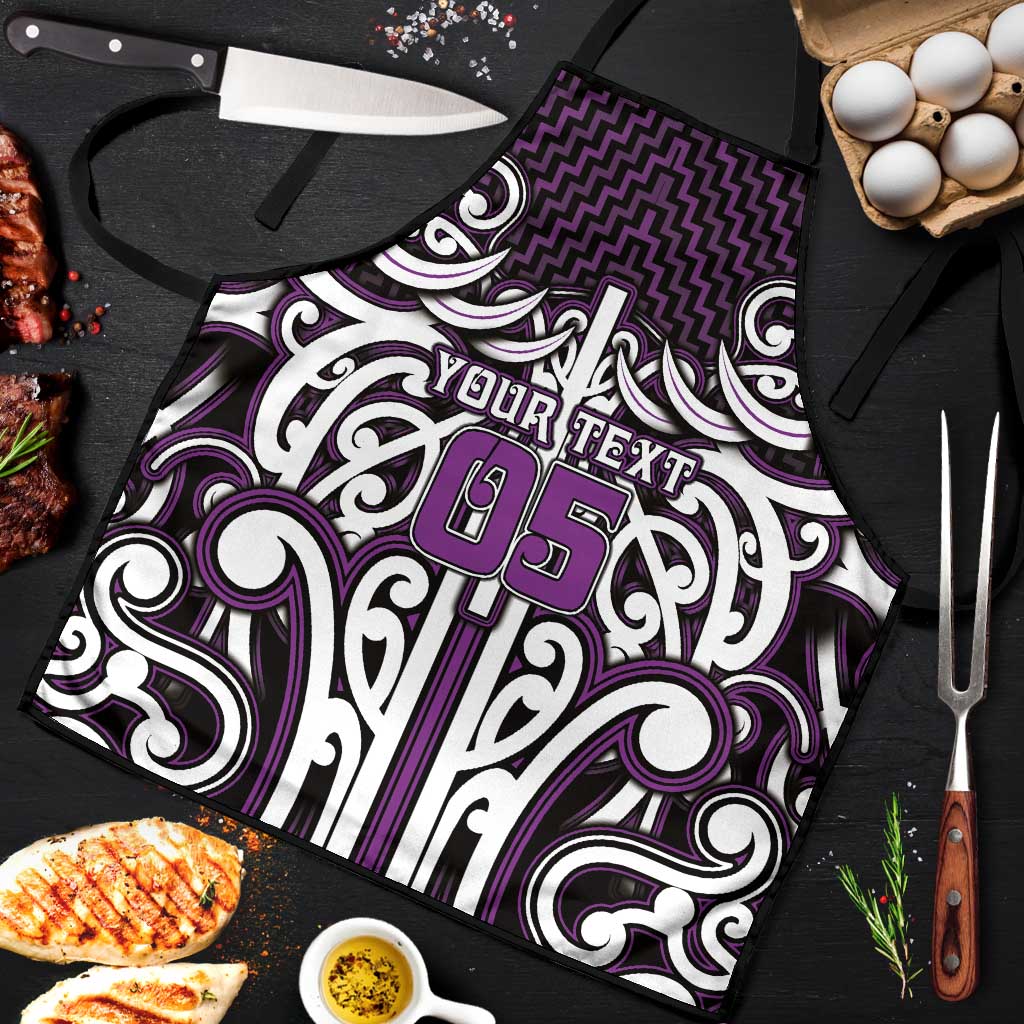 Custom Aotearoa Rangitane Apron Maori Tribal Pattern Mix Poutama LT05 Purple - Polynesian Pride