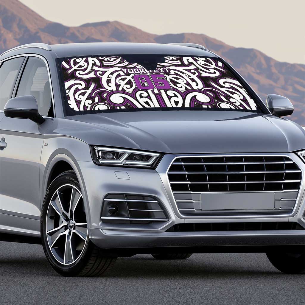 Custom Aotearoa Rangitane Auto Sun Shade Maori Tribal Pattern Mix Poutama