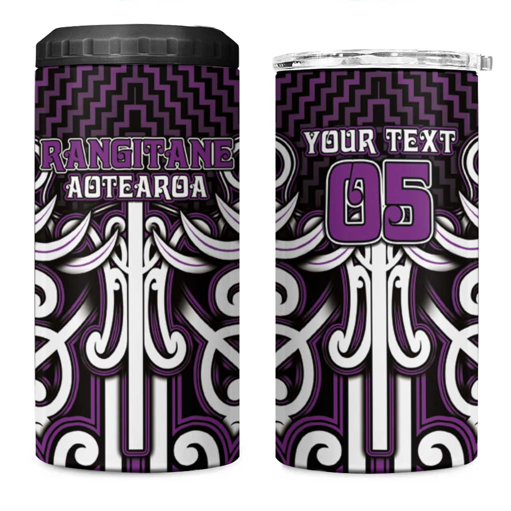 Custom Aotearoa Rangitane 4 in 1 Can Cooler Tumbler Maori Tribal Pattern Mix Poutama LT05 One Size: 16 oz Purple - Polynesian Pride