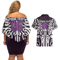 Custom Aotearoa Rangitane Couples Matching Off Shoulder Short Dress and Hawaiian Shirt Maori Tribal Pattern Mix Poutama LT05 - Polynesian Pride
