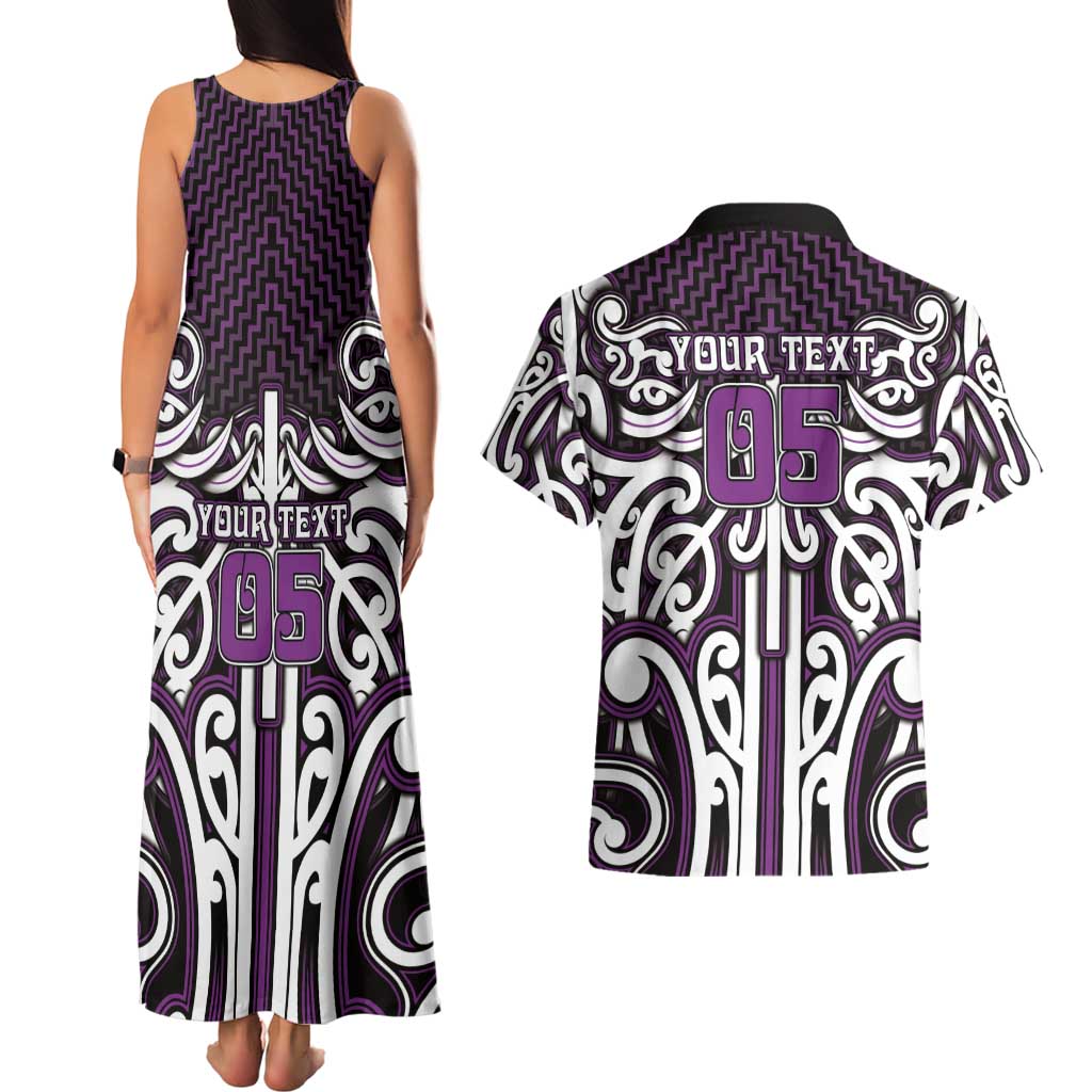 Custom Aotearoa Rangitane Couples Matching Tank Maxi Dress and Hawaiian Shirt Maori Tribal Pattern Mix Poutama LT05 - Polynesian Pride