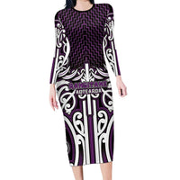 Custom Aotearoa Rangitane Family Matching Long Sleeve Bodycon Dress and Hawaiian Shirt Maori Tribal Pattern Mix Poutama