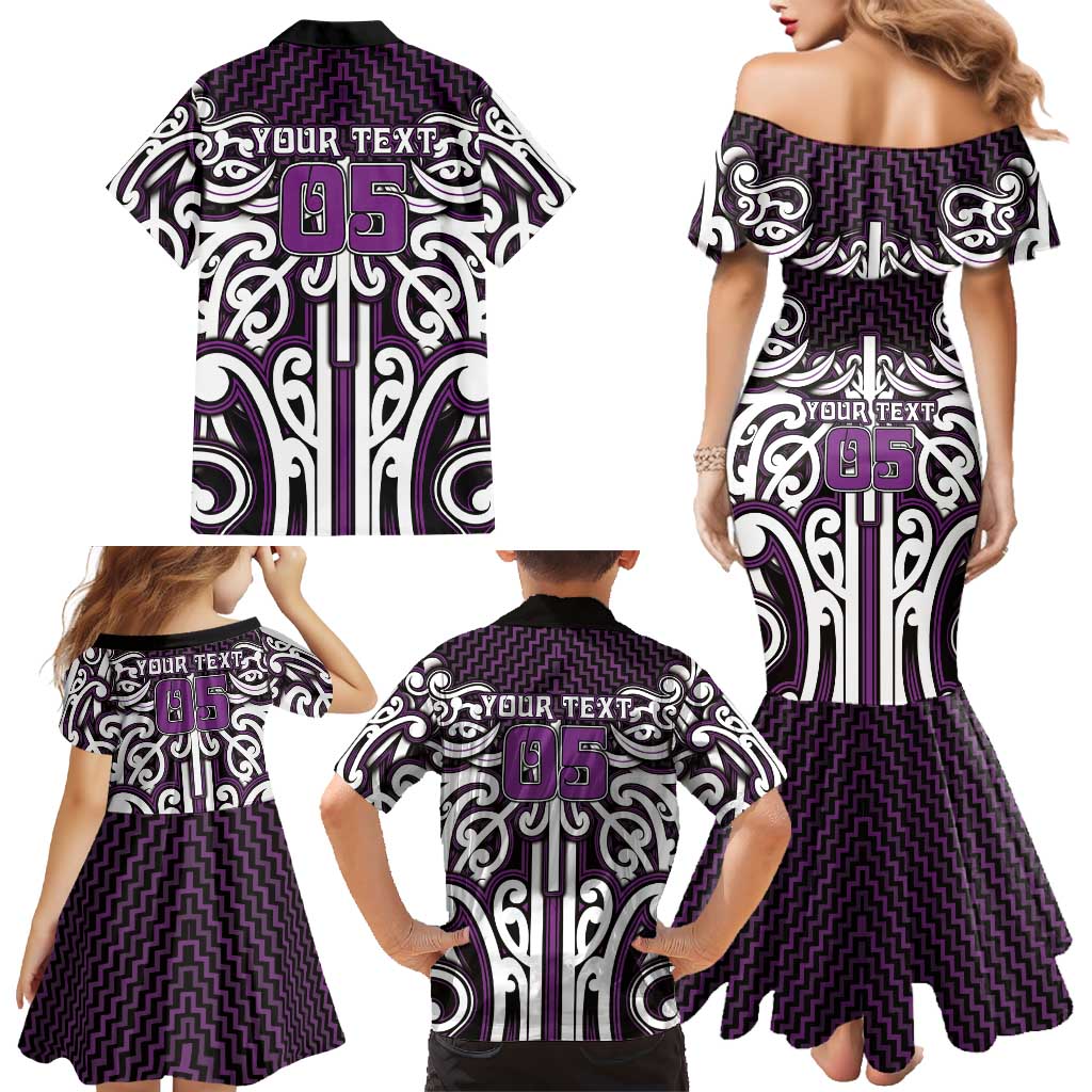 Custom Aotearoa Rangitane Family Matching Mermaid Dress and Hawaiian Shirt Maori Tribal Pattern Mix Poutama