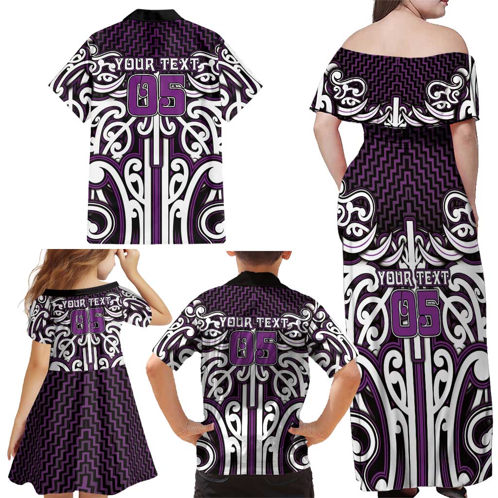 Custom Aotearoa Rangitane Family Matching Off Shoulder Maxi Dress and Hawaiian Shirt Maori Tribal Pattern Mix Poutama LT05 - Polynesian Pride