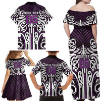 Custom Aotearoa Rangitane Family Matching Off Shoulder Maxi Dress and Hawaiian Shirt Maori Tribal Pattern Mix Poutama LT05 - Polynesian Pride