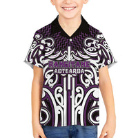 Custom Aotearoa Rangitane Family Matching Short Sleeve Bodycon Dress and Hawaiian Shirt Maori Tribal Pattern Mix Poutama