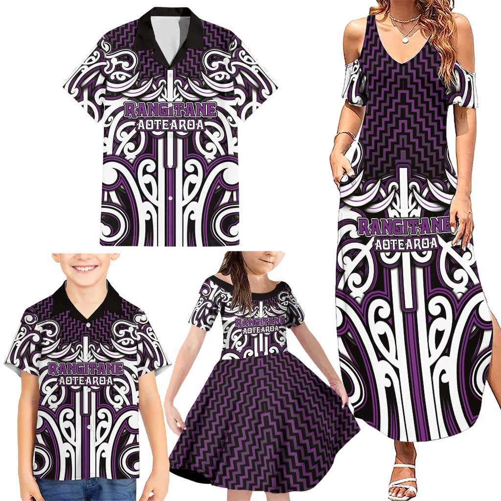 Custom Aotearoa Rangitane Family Matching Summer Maxi Dress and Hawaiian Shirt Maori Tribal Pattern Mix Poutama LT05 - Polynesian Pride