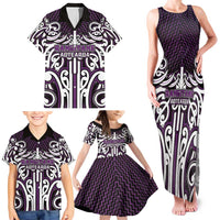 Custom Aotearoa Rangitane Family Matching Tank Maxi Dress and Hawaiian Shirt Maori Tribal Pattern Mix Poutama