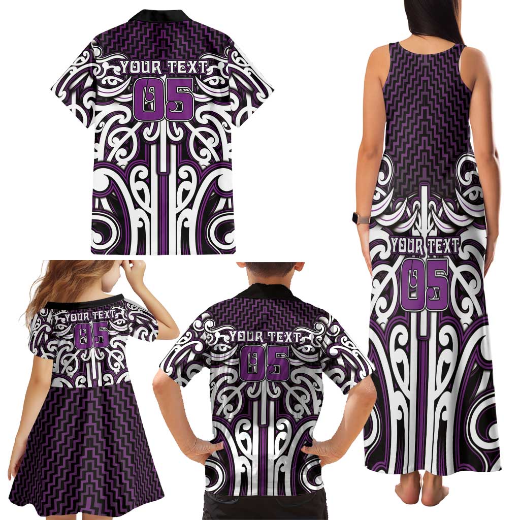 Custom Aotearoa Rangitane Family Matching Tank Maxi Dress and Hawaiian Shirt Maori Tribal Pattern Mix Poutama