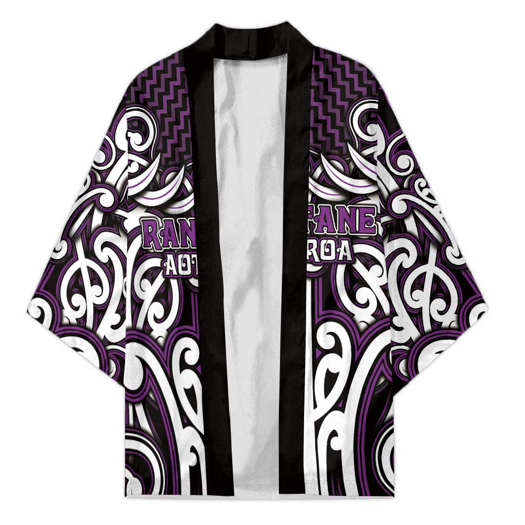 Custom Aotearoa Rangitane Kimono Maori Tribal Pattern Mix Poutama LT05 Unisex Purple - Polynesian Pride