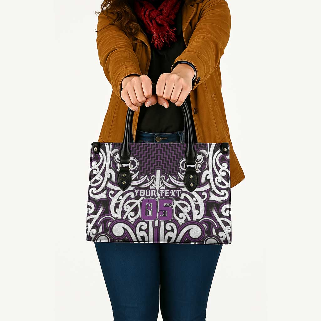 Custom Aotearoa Rangitane Leather Bag Maori Tribal Pattern Mix Poutama