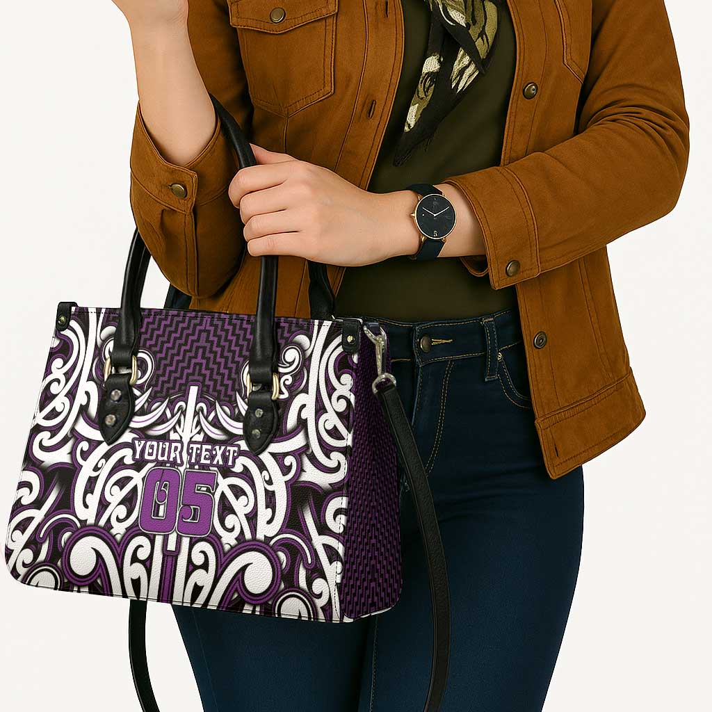 Custom Aotearoa Rangitane Leather Bag Maori Tribal Pattern Mix Poutama
