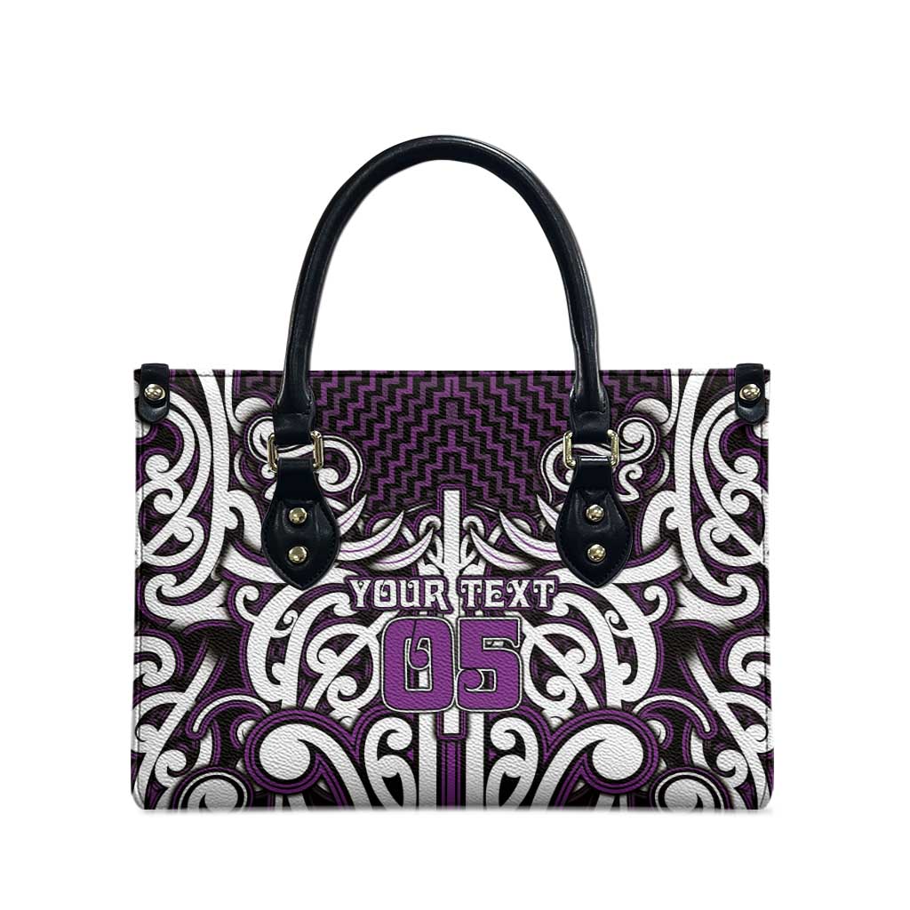 Custom Aotearoa Rangitane Leather Bag Maori Tribal Pattern Mix Poutama
