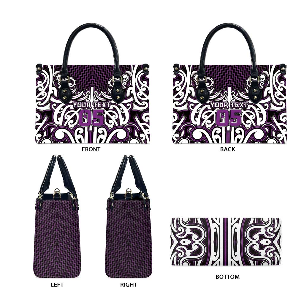 Custom Aotearoa Rangitane Leather Bag Maori Tribal Pattern Mix Poutama