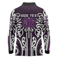 Custom Aotearoa Rangitane Long Sleeve Polo Shirt Maori Tribal Pattern Mix Poutama