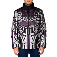 Custom Aotearoa Rangitane Padded Jacket Maori Tribal Pattern Mix Poutama LT05 Men Purple - Polynesian Pride