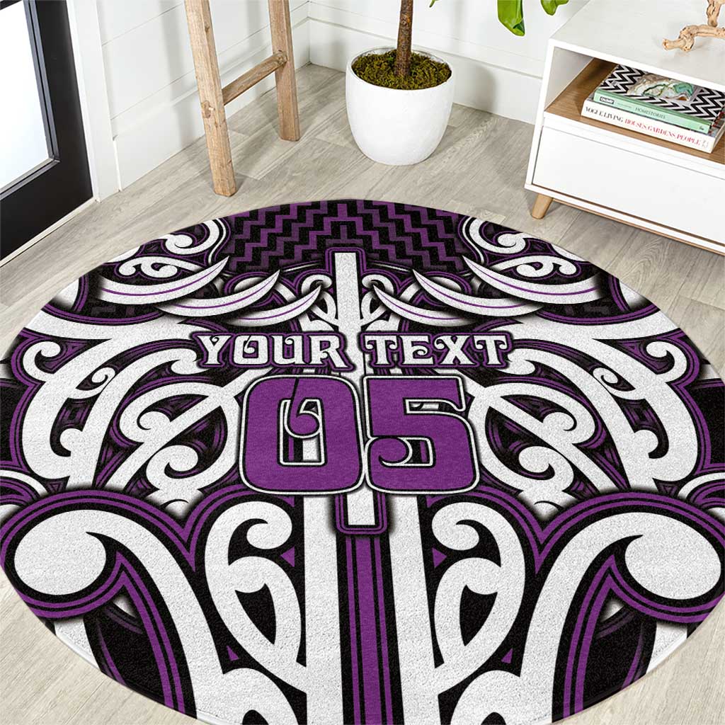 Custom Aotearoa Rangitane Round Carpet Maori Tribal Pattern Mix Poutama