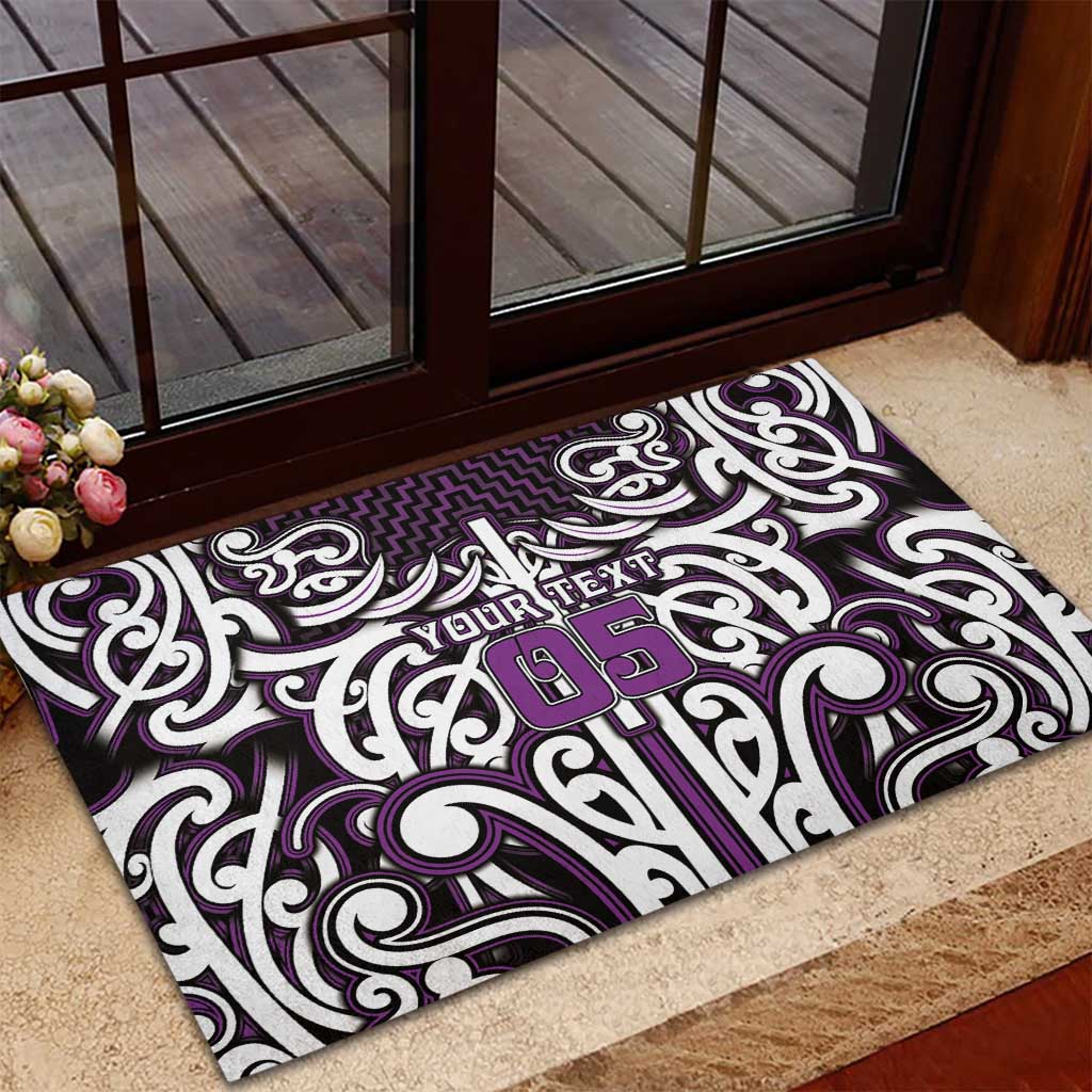 Custom Aotearoa Rangitane Rubber Doormat Maori Tribal Pattern Mix Poutama
