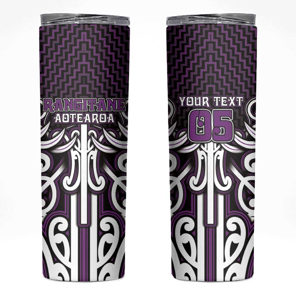 Custom Aotearoa Rangitane Skinny Tumbler Maori Tribal Pattern Mix Poutama LT05 Purple - Polynesian Pride