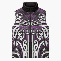 Custom Aotearoa Rangitane Sleeveless Puffer Jacket Maori Tribal Pattern Mix Poutama