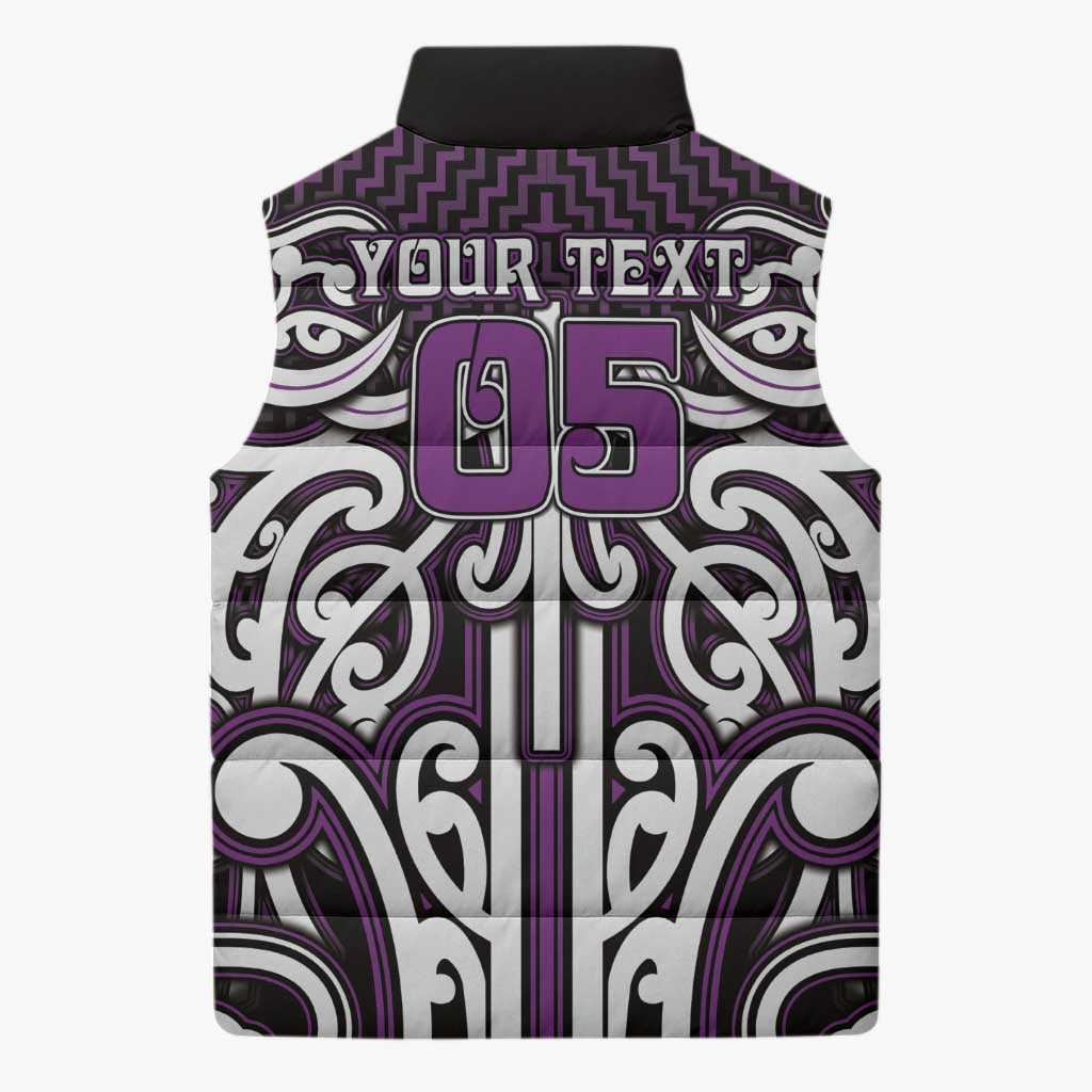 Custom Aotearoa Rangitane Sleeveless Puffer Jacket Maori Tribal Pattern Mix Poutama